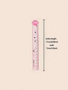 1pc Transparent Pink Cat Paw Shaped Ruler, Creative Stationery Suitable For School, Office And Back To School