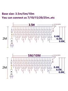 3,5m-40m Luces de Cadena de Carámbanos LED, 8 Modos de Control con Memoria, Luces de Hadas de Cortina LED, para Decoración de Calle, Jardín, Año Nuevo, Pasillo, Terraza, Fiesta, Navidad