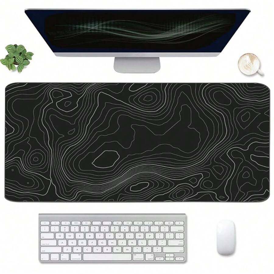 Large Keyboard Mouse Pad Set, Extended Mouse Pad+Keyboard Wrist Rest Support, Memory Foam Ergonomic Easy Typing, 4Pcs (35.4*15.9 In) Desk Pad Set For Home Office Study Game - Colorful-671326 - TopographicContour - View 1