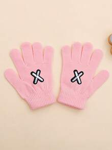 1 Pair Baby Girl Pink Letter Pattern Gloves, Fashionable & Cute, Soft & Warm, Suitable For 1-3 Years Old Girls Everyday Use In Autumn/Winter - Pink - View 11