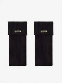 1 par de calentadores de piernas de invierno para mujer - Diseño elástico acanalado suave con decoración de hebilla de hierro, cobertura cómoda tipo calcetín para vaqueros y botas, estilo elegante y sencillo, accesorio para clima frío, ajuste ceñido y cómodo, construcción de tela suave, ropa de temporada de moda, un imprescindible para las mujeres fashionistas.