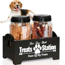 Farmhouse Storage Container - Wooden Organizer With 2 Plastic Jars - Stylish Black Design For Convenient Storage(Random Can Shape And Cans May Have Light Atscrches) - Multicolor - View 1