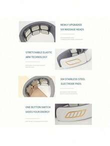 EMS Electric Neck Massager, Neck And Shoulder Massage, Spine Relaxation, Automatic Heating, Pain Relief, Rechargeable - White - View 6