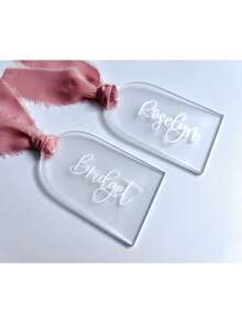 磨砂亚克力婚礼席位卡 - 精致个性化席位卡，适用于婚宴、新娘送礼会、餐桌装饰、定制姓名标签、花园装饰 - 彩色 - 查看 9