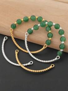 1/2/10Pcs Alloy Twisted Hollow Bead Connectors, Curved Arc Chinese Style Half Bracelet Spacer Beads, Tube Link Beads For Jewelry Making, DIY Bracelet Accessories, Handmade Beading Kit For Necklace And Anklet Crafting - Multicolor - View 8