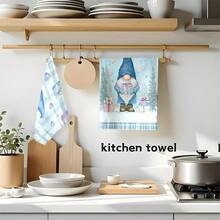 1 set/2 pièces/100 pièces Serviettes de cuisine et lavettes avec motif de lutin de Noël, convient pour la décoration intérieure des restaurants, cuisines et salles de bains, la décoration de fête, les cadeaux de fête et peut également être offert comme cadeaux de Noël - Multicolore - Voir 7
