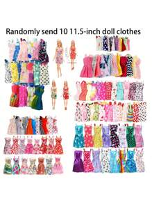 60 件女孩娃娃节日礼物玩具配件，30 厘米娃娃/11.5 英寸娃娃 10 件随机时尚连衣裙、10 双随机鞋子、10 个包、4 个皇冠、10 条项链、10 个耳环，适合 11 英寸娃娃、娃娃服装、大娃娃、小娃娃、衣服、房子、配饰、娃娃服装、娃娃服装、娃娃服装、娃娃配饰、娃娃配饰 - 彩色 - 查看 5