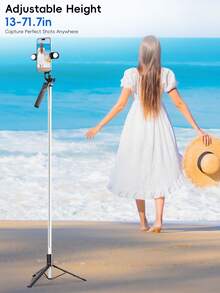 3-In-1 Selfie Stick Tripod With Fill Light, Durable Stainless Steel Design, Bluetooth Remote, Stable Tripod Support, Compatible With IOS And Android Phones, Suitable For Live Streaming, Video Shooting, Summer Vacation, Travel, Fill Light, Outdoor Activities, Live Vlogging And More - Multicolor - View 7