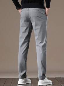 GRDR Men's Solid Color Slim Fit Casual Tapered Pants With Pockets, Suitable For Daily Commute - Light Grey - View 6