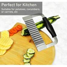 Heavy Duty Stainless Steel Wavy Potato Slicer, Wavy Cutting Chopping Tool With Wooden Handle, Suitable For Carrots & Vegetables - Multicolor - View 7