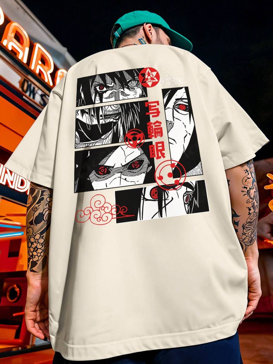 Oversized T-Shirt Streetwear Kakashi Hatake Sharingan Aldeia Academia REF 7272 VEST NERD - Màu Khaki - Xem 1