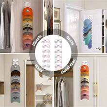 1 Pack Hat Organizer Baseball Caps, Organization And Storage, Closet Organization And Storage, Strong Adhesive Hat Rack Wall, Multilayer Hat Storage Display Holder, Wall Mounted Hat Hooks Hold Up To 18 Hats Closet Door And Bedroom (Black/White)