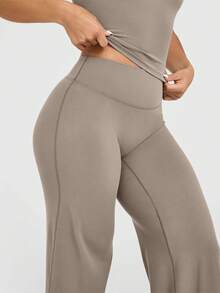 OQQ Yoga Pants Women High Waist Stretch Casual Soft Straight Leg Bottoms - Volcanic Gray - 查看 5