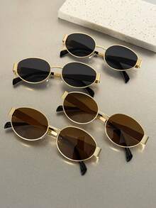 1/4件装金属几何全框经典时尚眼镜，适合返校、音乐节、海滩派对、钓鱼、驾驶、高尔夫等场合。 - 彩色 - 查看 8