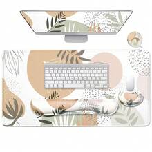 Large Keyboard Mouse Pad Set, Extended Mouse Pad+Keyboard Wrist Rest Support, Memory Foam Ergonomic Easy Typing, 4Pcs (35.4*15.9 In) Desk Pad Set For Home Office Study Game - Colorful-671326 - Leave - View 2