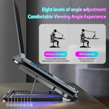 Laptop Cooling Pad, Laptop Cooler With 6 Quiet Fans For 13-18 Inch Notebook Gaming Fan Stable Stand, 8 Height & Wind Speed Adjustable, 2 USB Port & Phone Holder Back To School