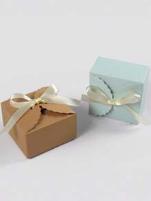 10pcs Multi-Color Bowknot Small Square Boxes, Solid Color Creative Wavy Edge Minimalist Square Folding Gift Boxes, Compact And Exquisite, Suitable For Packaging Small Items Such As Earrings, Wax Melts, Handmade Soaps, Small Snacks, Wedding Favors, Party Gifts, Beauty Samples, Practical And Decorative For Weddings, Christmas Parties, Birthday Parties, And Daily Gifting