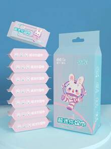 16片/2包便携式迷你湿巾，方便一次性清洁湿巾，适合家庭和旅行 - 太空兔 - 查看 1
