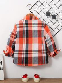 Young Boy Plaid Print Long Sleeve Single-Breasted Casual Shirt, Autumn