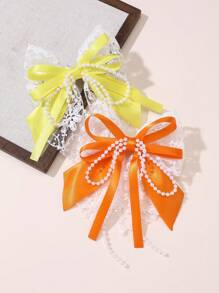 1pc Girl Lace Bow Pearl Hair Clip - Bow - View 11