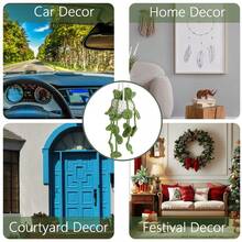 Accesorios colgantes para espejo de coche con estilo bohemio lindo, adorno de ganchillo de plantas artificiales, cesta colgante de plantas para espejo retrovisor, amuleto interior de coche, regalos de Navidad lindos para hombres y mujeres