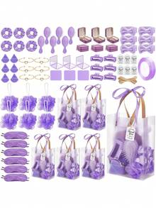 68/74PCS/6Sets Birthday Party Prizes For Winners Gifts Headband Hair Brush Jewelry Box Compact Mirror Powder Puff Hair Tie Claw Gift Bag Bridal Shower - Nhiều màu - Xem 1