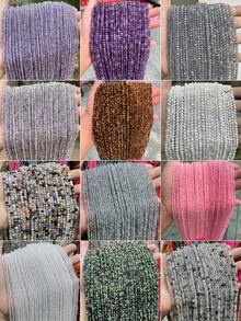 Brin de 15 pouces de perles de pierres naturelles 2/3/4 mm, améthyste naturelle, citrine, œil de tigre, lapis-lazuli, pierres de guérison, convient pour l'artisanat décoratif, la fabrication de bijoux DIY de bracelets, colliers et autres accessoires - Multicolore - Voir 2