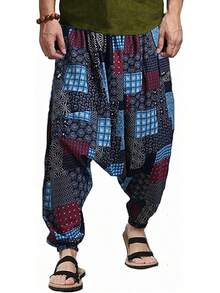 Mens Womens Harem Pants Loose Fit Boho Yoga Hippie  Drop Crotch Trousers-20256688 - Phong cách 4 - Xem 4