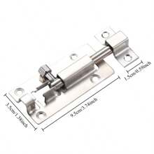 1pc Stainless Steel Latch, Thickened Surface Mount Latch Bolt Bathroom Wooden Door Window Anti-Theft Latch Lock, Vintage Style Square Latch - Silver - View 2