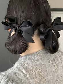 3 件套时尚蝴蝶结发夹（米色、粉色和黑色）- 适合女孩的可爱布艺配饰，适合休闲装或度假，可爱发夹 - 彩色 - 查看 5