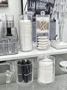 1pc Swab Holder, Makeup Remover Pad Dispenser, Covered Makeup Remover Pad Storage Box, Transparent Cosmetic Organizer, Bathroom Makeup Swab & Pad Holder - Multicolor - View 11