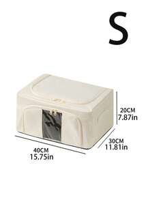 1 pieza Caja de almacenamiento de tela Oxford con gran capacidad, solución de organización impermeable y plegable para el hogar y dormitorios, armarios y armarios, adecuada para ropa, ropa de cama, toallas, juguetes y accesorios, bin de tela duradera y móvil para almacenamiento estacional, liviana y portátil pero resistente, material de Oxford transpirable, diseño apilable de fácil acceso, aspecto moderno y limpio - Beis - Ver 7