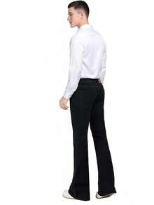 Wbestwind Men's Relaxed Stretch Vintage 60s 70s Bell Bottom Fit Comfort Flared Retro Leg Denim Jeans Halloween Christmas New Year - 紫色 - 查看 11