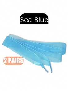 2 Pairs Lightweight Sheer Shoelaces, Women's Dance Shoes Decorative Accessories, Fashionable Solid Color Lace Shoelaces, Suitable For Sneakers, Flats, Athletic Shoes