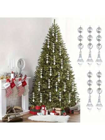 30 unidades Cristales colgantes de estilo contemporáneo, hilos de cuentas de cristal transparente, cortinas de cadena de cuentas de acrílico, sin electricidad, para Navidad, Año Nuevo, árbol de Navidad, coronas, ventanas y decoración del hogar, decoración universal. Decoraciones navideñas para la habitación