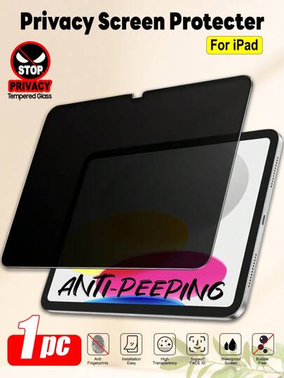 ZYONS 1pc IPad Tablet Anti-Spy Screen Protector, Privacy Protection, Anti-Espionage, Curved Edges, Anti-Scratch Anti-Drop, Full Screen Coverage, Strong Anti-Fingerprint, Sensitive Touch, Tempered Glass Film, Screen Protector, Compatible With IPad 11th Generation 2025 A16/IPad 10th Generation 10.9 Inch/IPad Air 13 11 M4 M3 M2 2025 2024/IPad Pro 12.9 Inch/Mini 2024 Screen Protection Essentials, Applicable To Daily Shield, Office, Home Privacy Screen Protector Pad Screen Protector Pad Accessories Waterproof Shockproof Anti-Fall Scratch Resistant