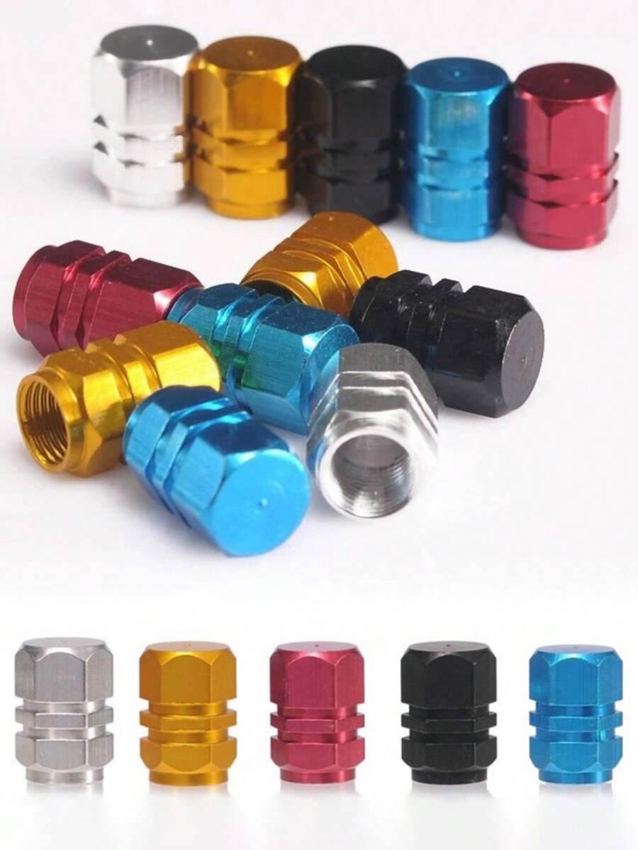Um Conjunto de 30 Tampas de Válvula de Liga de Alumínio para Carros e Bicicletas, Tampas de Pneu Duráveis de Cinco Cores Feitas de Metais Vermelho, Azul, Preto, Dourado e Prata, Adequadas para Pneus, Válvulas e Conversores de Tamanho Geral