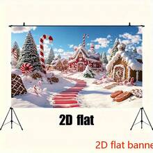 2D Flat Banner Background Cloth, Dreamlike Christmas Gingerbread House & Candy Theme Background, Essential For Winter Party, Adding Holiday Atmosphere, Ideal For Photography, Creating A Fairy Tale Christmas Scene - 1 - View 5