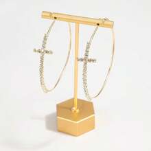 1 Pair & Unique Cross Design Women Hoop Earrings