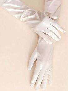 1双女士时尚缎面新娘手套，非常适合晚会和婚礼秋季配饰