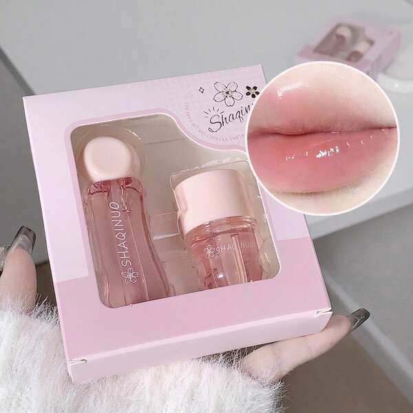 SHAQINUO Plant Essence Lip Care Set, Smooth And Silky, Moisturizing And Hydrating, Easy To Apply, Prevents Dryness And Cracking, Provides Long-Lasting Care, Plumps And Moisturizes, Creates Soft, Glass-Like Lips