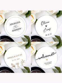 45/90pcs Customizable Wedding Engagement Thank You Gift Tags, Artistic Paper Stickers, Black & White, For Gift Packaging Decor