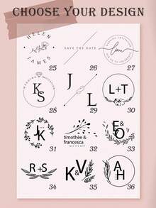 Custom Wedding Monogram Stamp, Save The Date Stamp, Custom Wedding Stamp, Personalized Wedding Stamp, Rubber Wedding Stamp, Diy Wedding Back To School,Multi-Functional,Ornamental,Reusable,Modern,Colorful,Cute,Vintage,Cartoon,Kawaii,Workers,Clients,For Business/Work/Office,For School,Back To School,School Supplies - Khaki - View 6