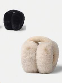 1个多色可折叠耳罩，毛绒保暖耳罩，加厚耳套，冬季适用，女士款，颜色随机