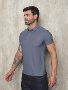 Camisa Polo Masculina em Poliamida Tecido Gelado Elastico Estilo e Qualidade - Cinza - Visão 4