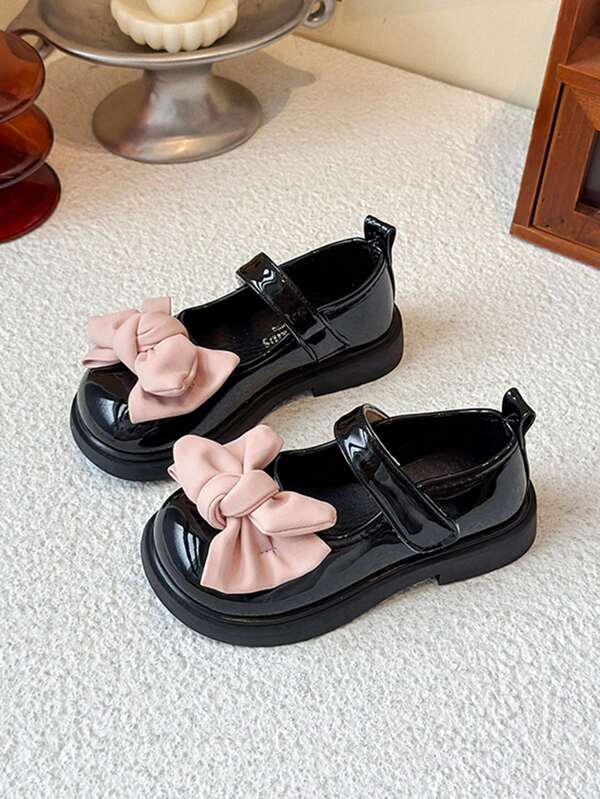 1 Pair Minimalist Bow Contrast Color Cute Fashion Flat Shoes, Suitable For School, Commute, Outdoor Performance