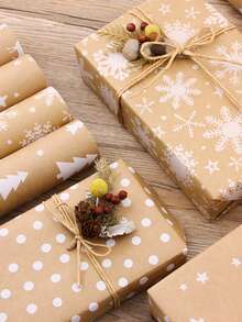 1M/3M 300cm*43cm, Papel Kraft Natural para Embrulho de Presente em Árvore de Natal Vintage, Árvore de Natal Branca, Rena, Floco de Neve, Embalagem para Presente, Decoração de Presente Faça Você Mesmo, Natal e Dia dos Namorados - Multicolorido - Ver 3