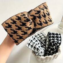 许多女士黑白千鸟格秋冬羊毛发带时尚新款十字宽边针织运动束发带发饰秋季头巾女头巾时尚头巾运动吸汗带秋季头带度假装女 - 彩色 - 查看 8