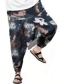 Mens Womens Harem Pants Loose Fit Boho Yoga Hippie  Drop Crotch Trousers-20256688 - 樣式 14 - 查看 1