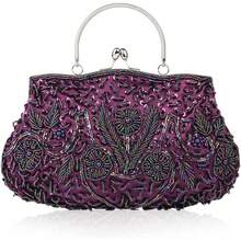 Gtes Women's Handbags, Evening Bags, Beaded Evening Bags Designed For Women, Clutches With Sequin Design, Purses, Wedding Party Clutches For The Wedding Season And Dinner Party Wear - Màu tím - Xem 1